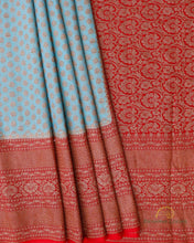 Load image into Gallery viewer, Blue Georgette Banarasi Buti Saree with Antique Zari
