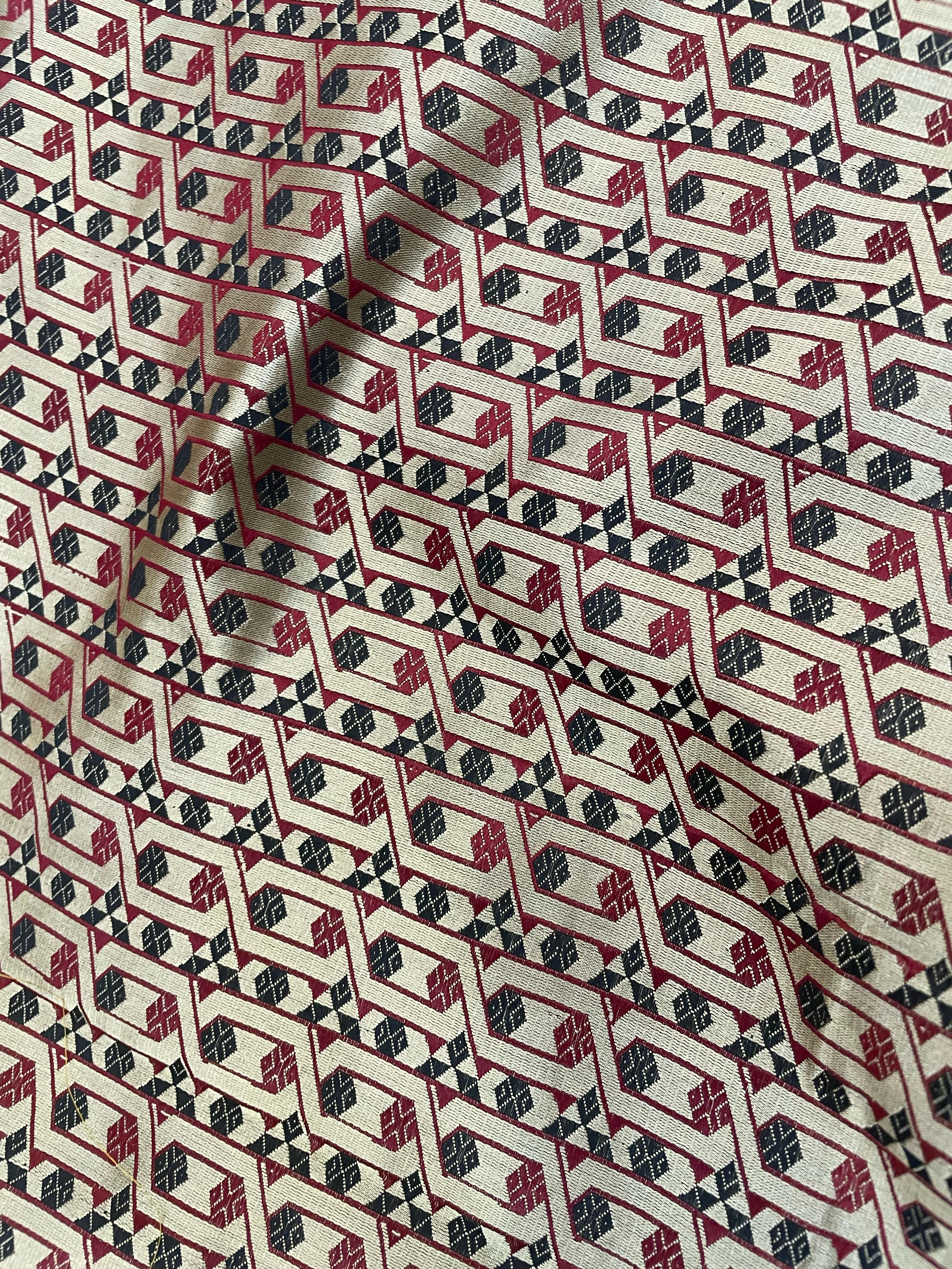 Beige Satin Silk Multicolour Handwoven Fabric Banarasi Silk