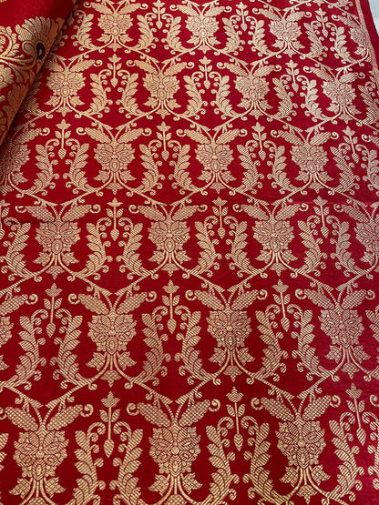 Anupama Red Handwoven Pure Silk Banarasi Lehenga