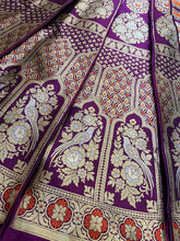 Load image into Gallery viewer, Jaya Purple Handwoven Pure Silk Banarasi Lehenga
