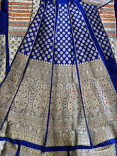 Load image into Gallery viewer, Rhea Blue Handwoven Pure Silk Banarasi Lehenga
