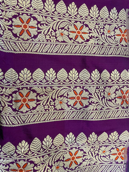 Jaya Purple Handwoven Pure Silk Banarasi Lehenga