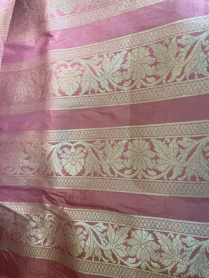 Vibha Pastel Pink Handwoven Pure Silk Banarasi Lehenga