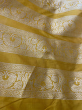 Load image into Gallery viewer, Mandala Yellow Handwoven Pure Silk Banarasi Lehenga
