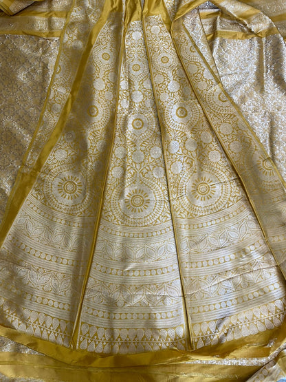 Mandala Yellow Handwoven Pure Silk Banarasi Lehenga