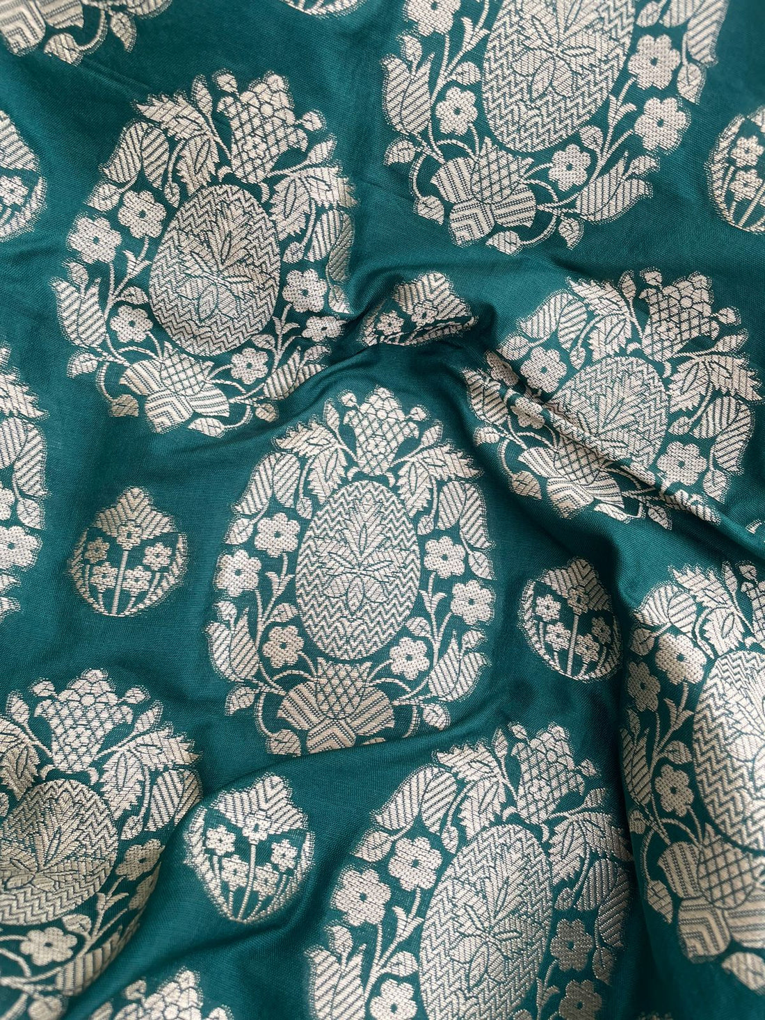 Green Butidar Banarasi Silk Fabric