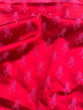 Load image into Gallery viewer, Red Handloom Pure Satin Banarasi Silk Fabric
