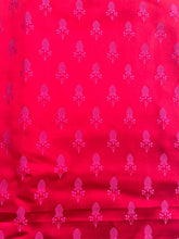 Load image into Gallery viewer, Red Handloom Pure Satin Banarasi Silk Fabric
