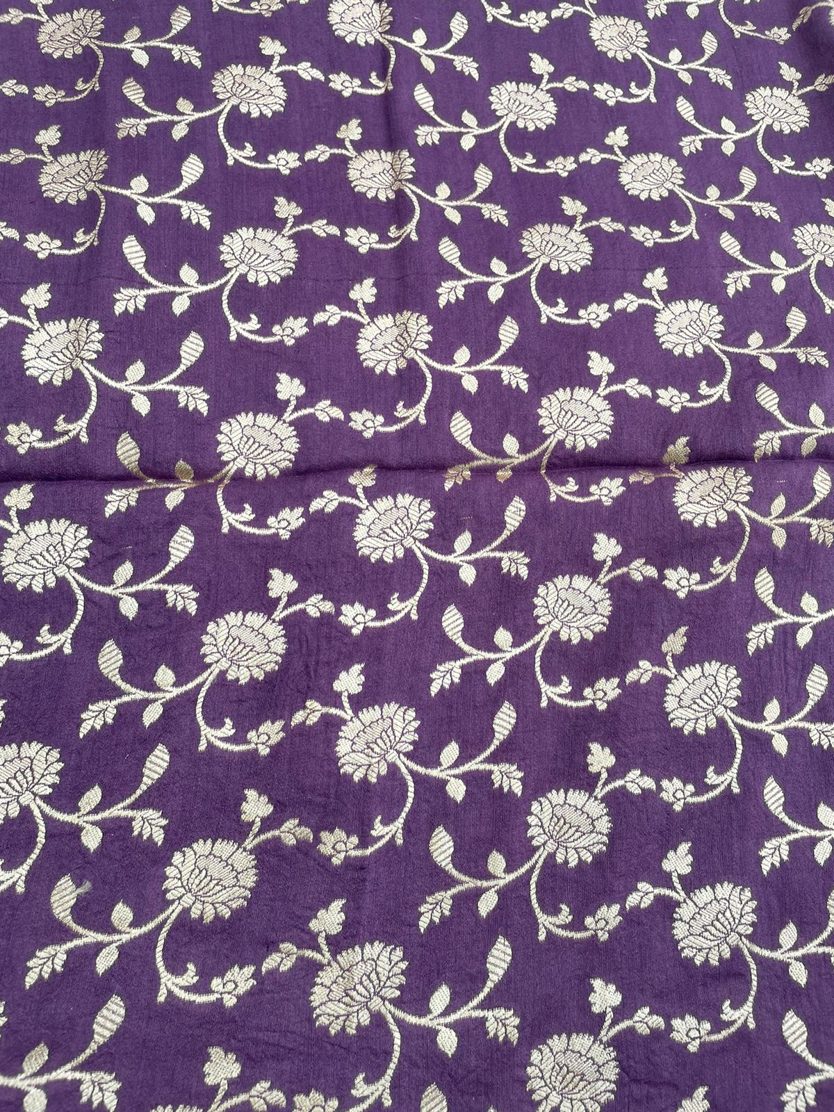 Purple Munga Silk Floral Jaal Fabric