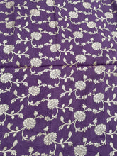Load image into Gallery viewer, Purple Munga Silk Floral Jaal Fabric
