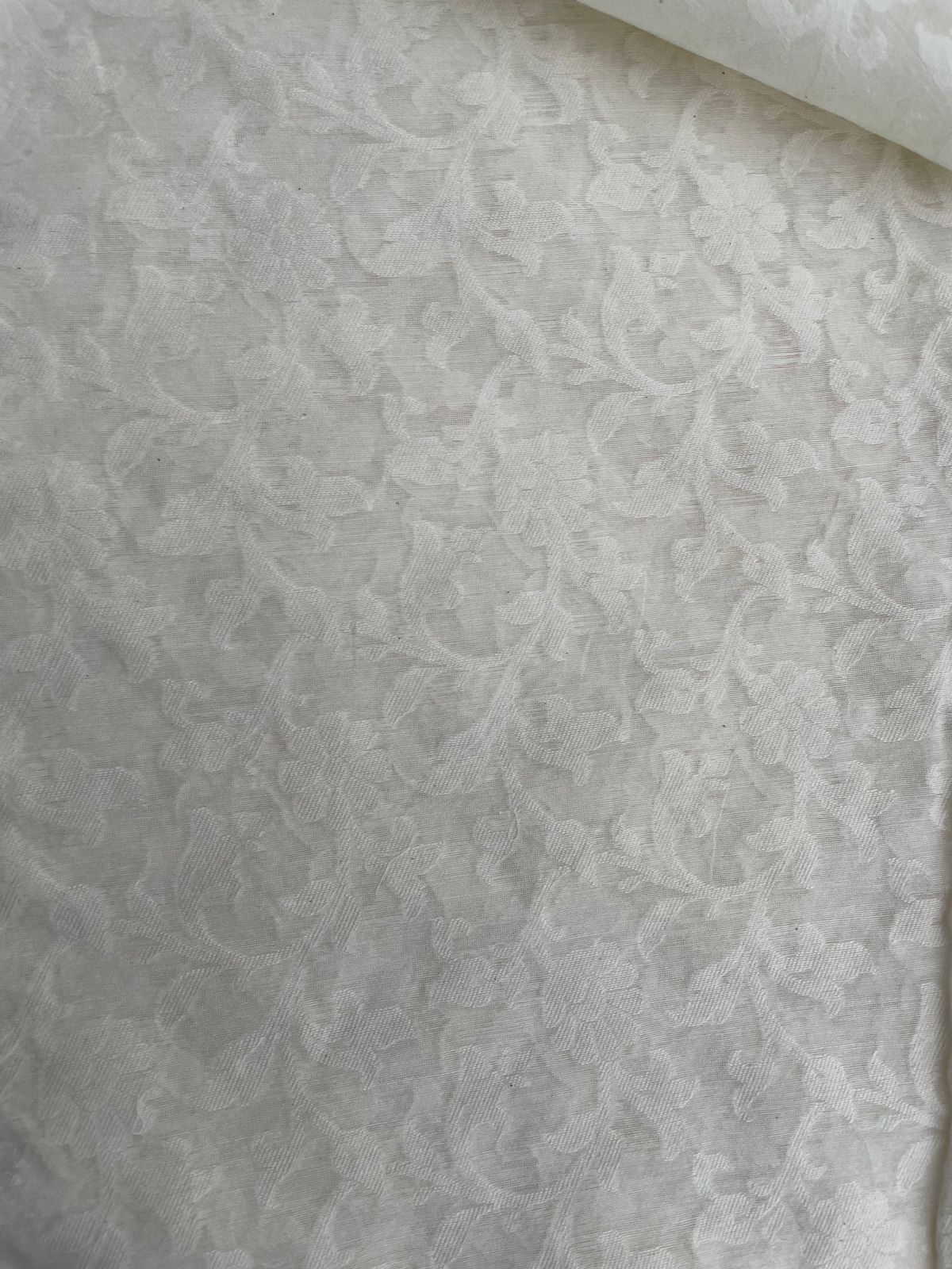 White Jacquard Chanderi Silk Floral Fabric