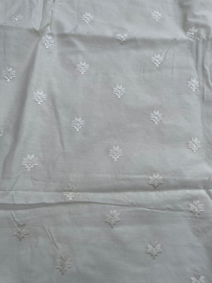 Embroidered Butidar White Banarasi Silk Fabric