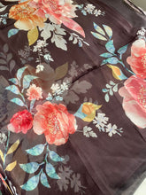 Load image into Gallery viewer, Wine Satin Organza Printed Half Half Saree
