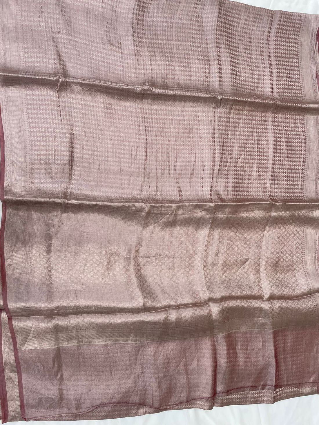 Rust Pink Handwoven Pure Tissue Silk Saree