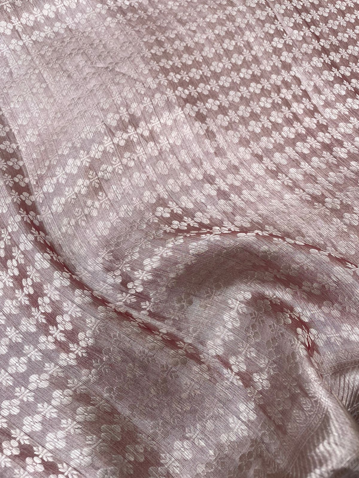 Rust Pink Handwoven Pure Tissue Silk Saree