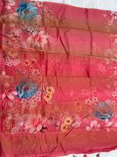Load image into Gallery viewer, Pink Striped Tissue Chiniya Printed Saree
