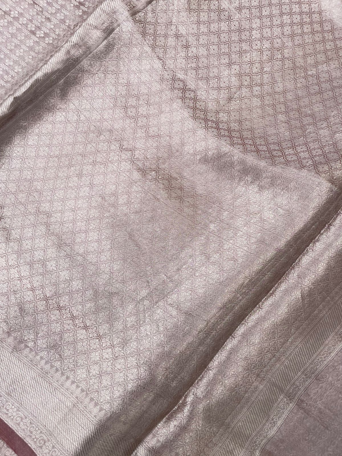 Rust Pink Handwoven Pure Tissue Silk Saree