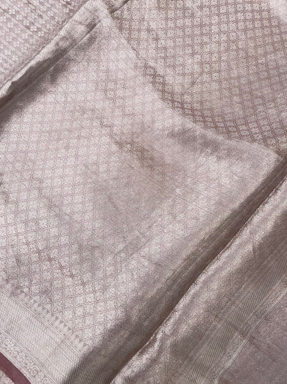 Rust Pink Handwoven Pure Tissue Silk Saree