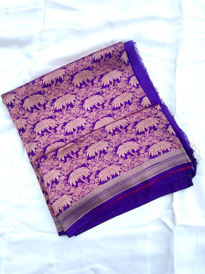 Purple Handwoven Pure Kataan Silk Banarasi Saree