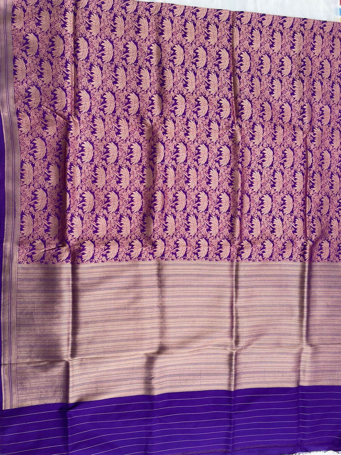 Purple Handwoven Pure Kataan Silk Banarasi Saree