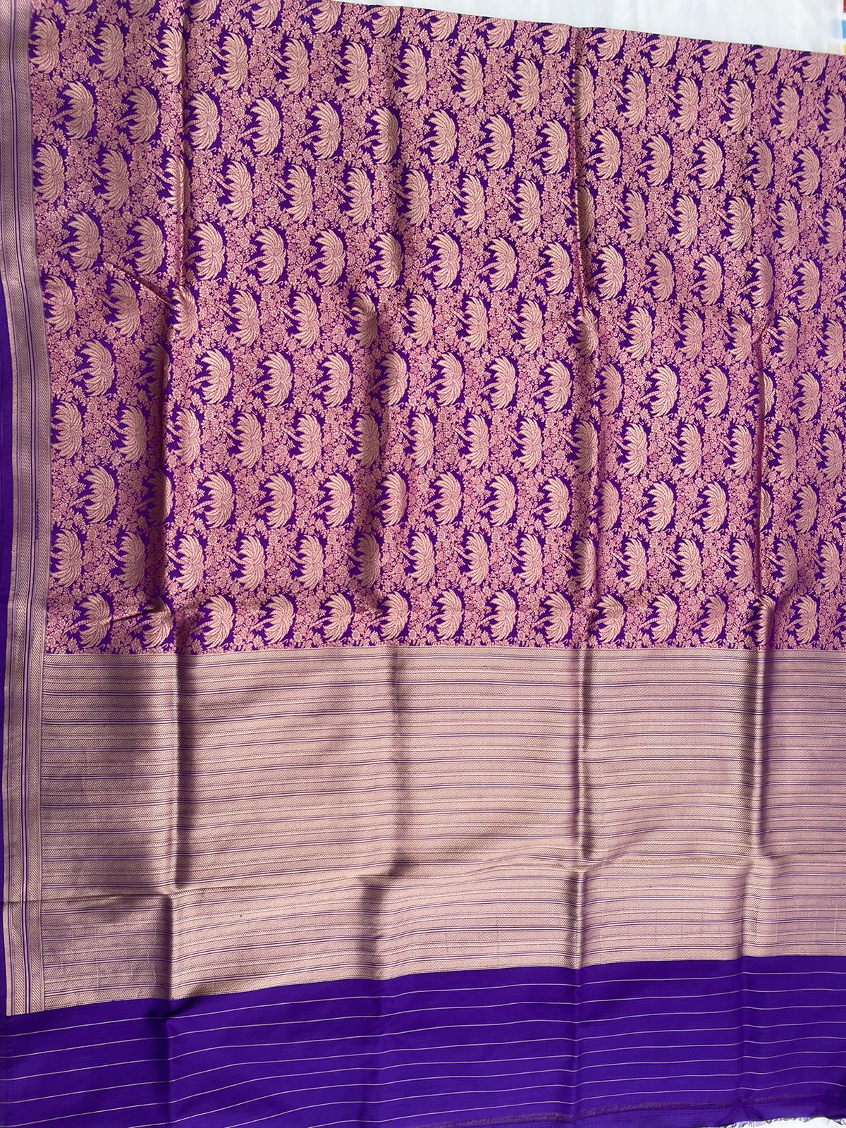 Purple Handwoven Pure Kataan Silk Banarasi Saree