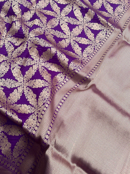 Purple Handwoven Pure Silk Banarasi Saree