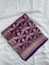 Load image into Gallery viewer, Purple Handwoven Pure Silk Banarasi Saree
