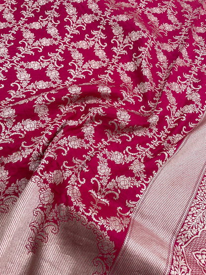 Red Handwoven Pure Silk Banarasi  Saree