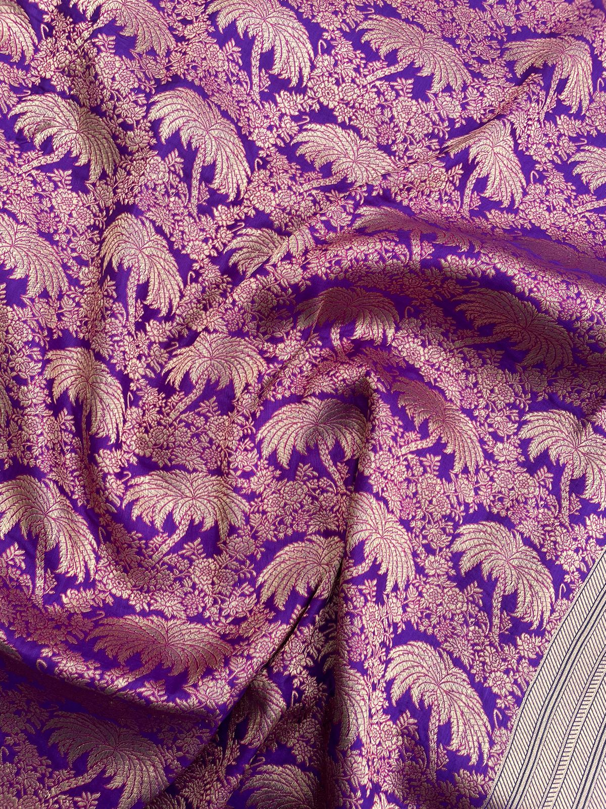 Purple Handwoven Pure Kataan Silk Banarasi Saree