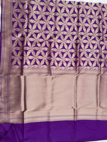 Purple Handwoven Pure Silk Banarasi Saree