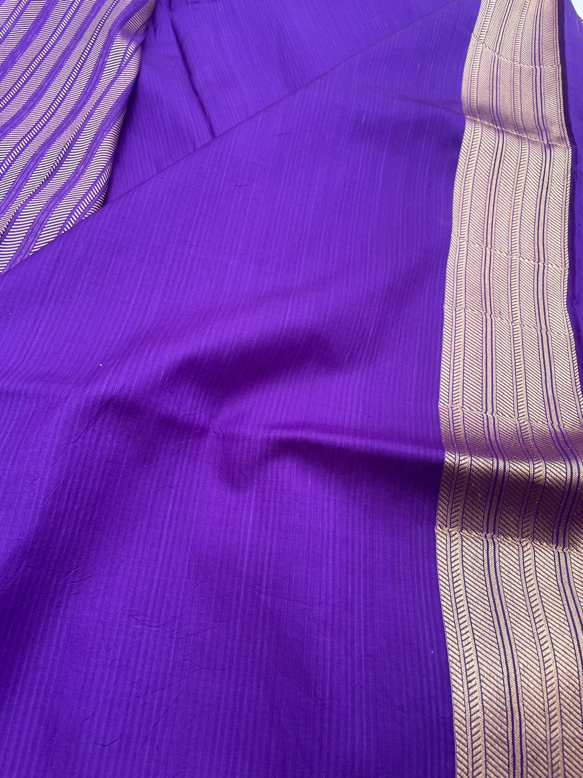 Purple Handwoven Pure Kataan Silk Banarasi Saree