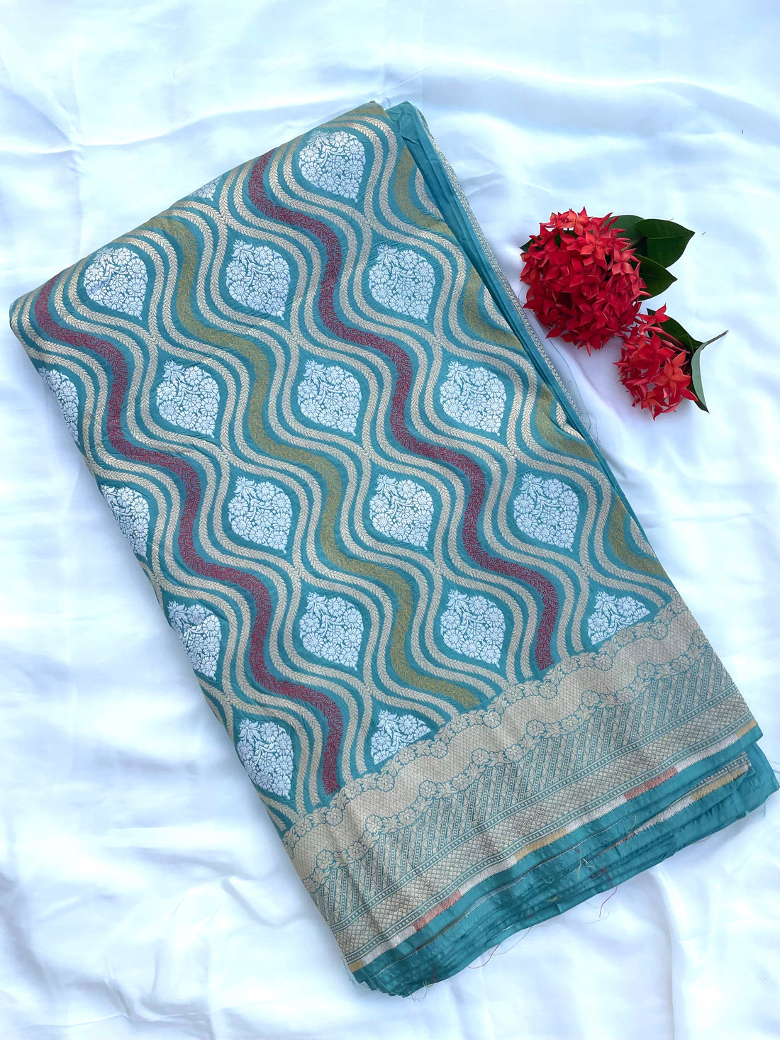 Light Blue Meenakari Handloom Banarasi Pure Silk Jangla Saree