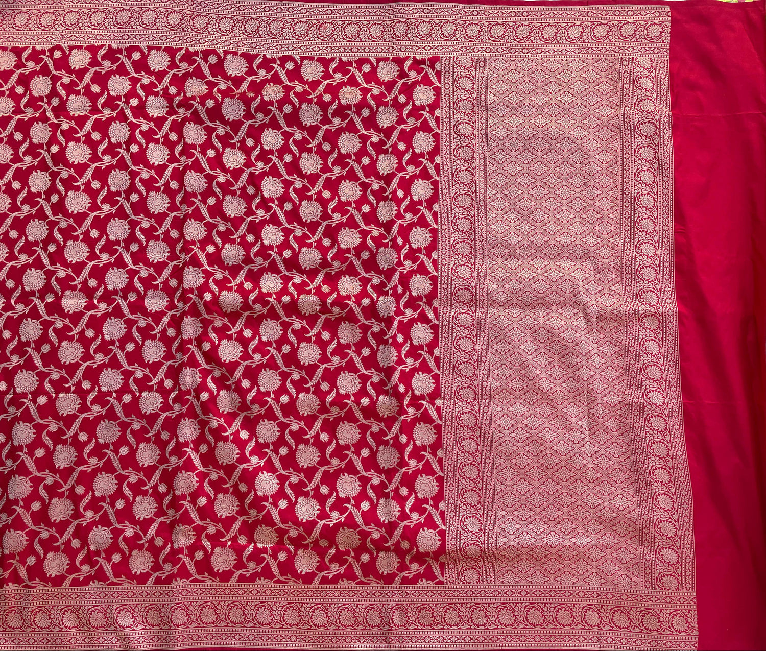 Red Handloom Pure Silk Jangla Saree