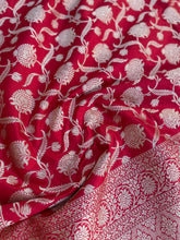 Load image into Gallery viewer, Red Handloom Pure Silk Jangla Saree
