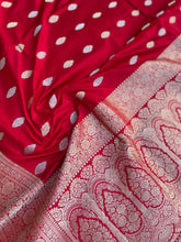Load image into Gallery viewer, Red Handloom Satin Silk Banarasi Kadhua Silk Saree

