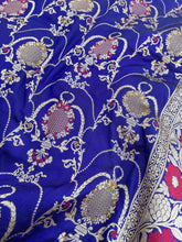 Load image into Gallery viewer, Purple Handloom Banarasi Pure Silk Minakari Jangla Saree
