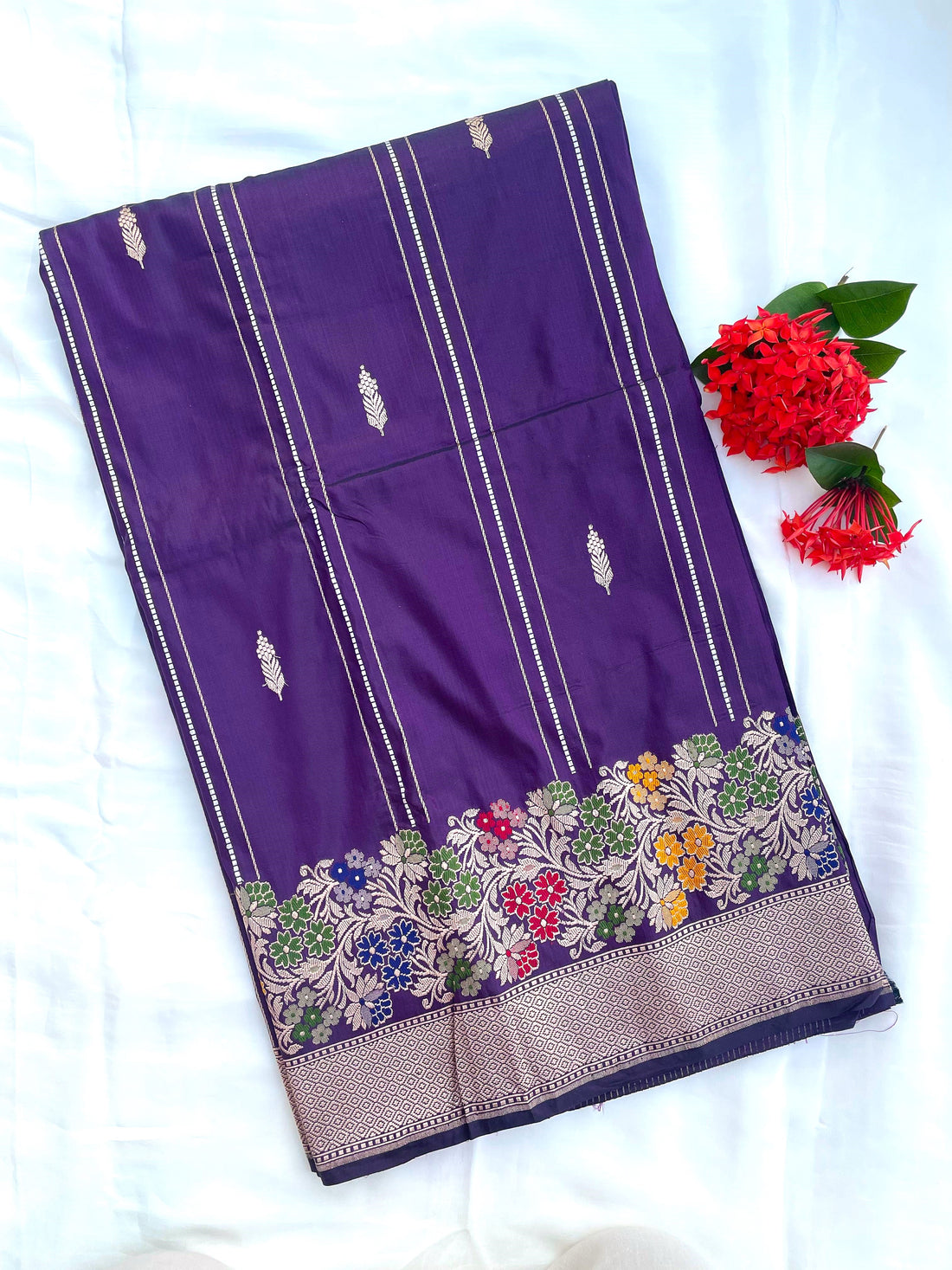 Purple Handloom Banarasi Pure Silk Kadhua Saree