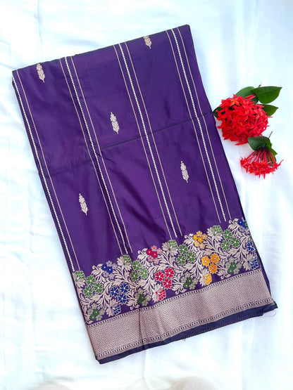 Purple Handloom Banarasi Pure Silk Kadhua Saree