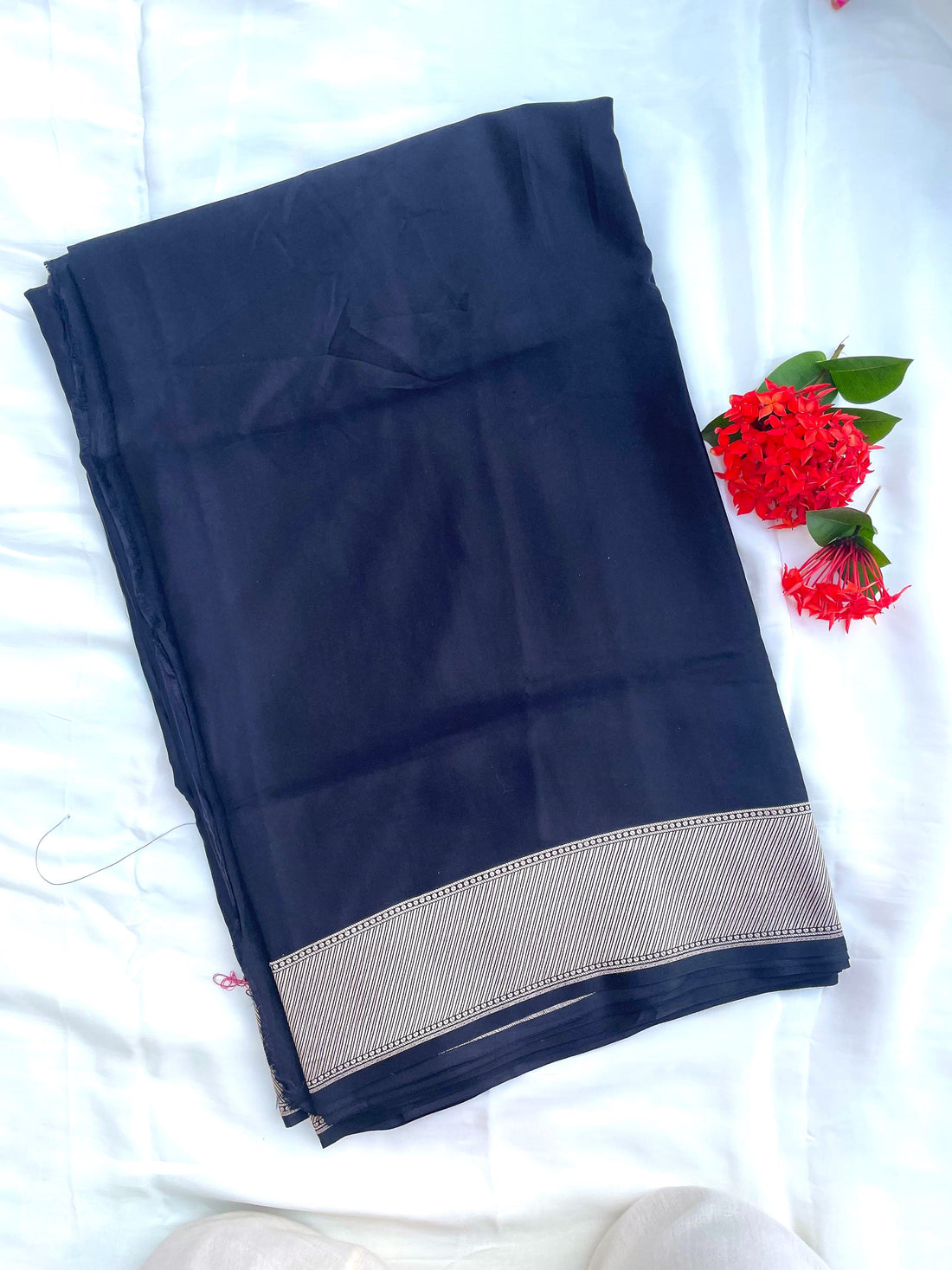Black Handloom Satin Silk Banarasi Saree