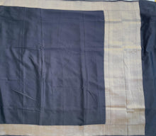 Load image into Gallery viewer, Black Handloom Mashru Silk Banarasi Silk Saree
