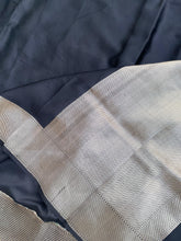 Load image into Gallery viewer, Black Handloom Mashru Silk Banarasi Silk Saree

