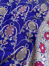 Load image into Gallery viewer, Purple Handloom Banarasi Pure Silk Minakari Jangla Saree
