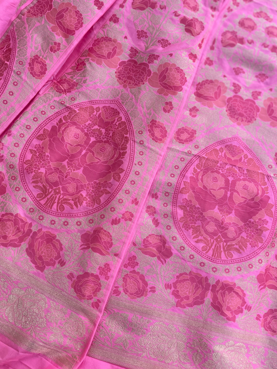 Pink Minakari Handwoven Pure Silk Banarasi Lehenga Panels