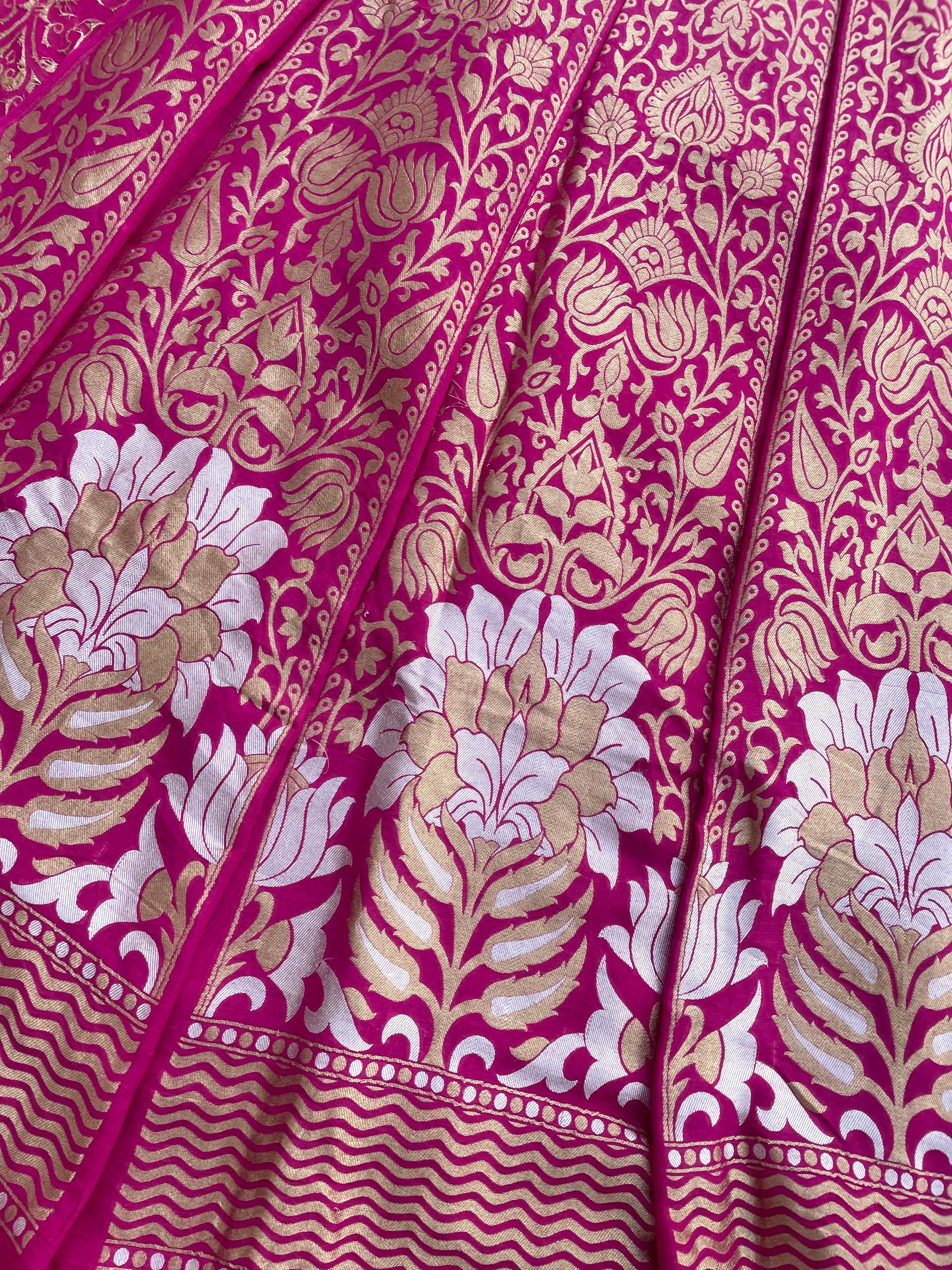 Pink Khaddi Georgette Banarasi Lehenga Panels