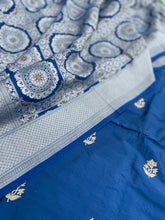Load image into Gallery viewer, Blue Handwoven Pure Kataan Silk Banarasi Suit Fabric
