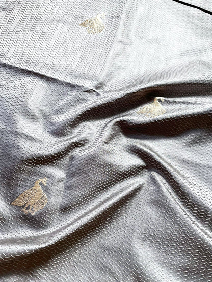 Grey Handwoven Pure Silk Fabric