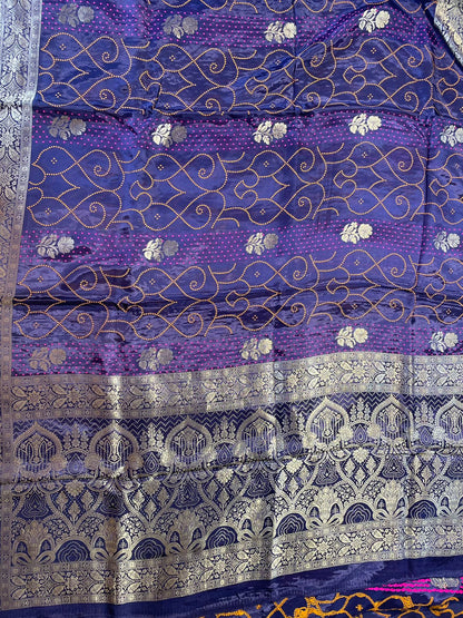 Handwoven Purple Crepe Silk Banarasi Saree with Meenakari Zari Work