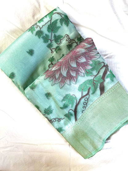 Sky Blue Soft Silk Banarasi Saree