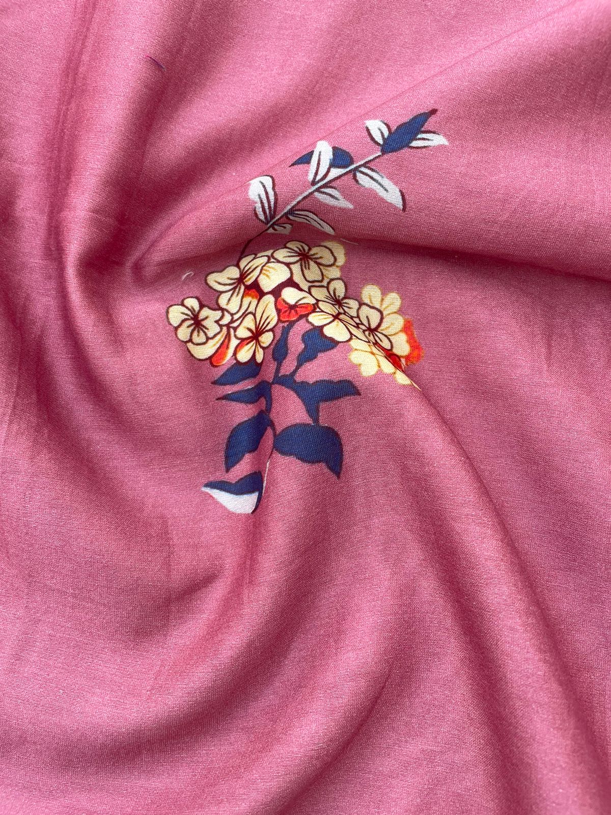 Pink Digital Printed Chanderi Cotton Banarasi Suit Fabric