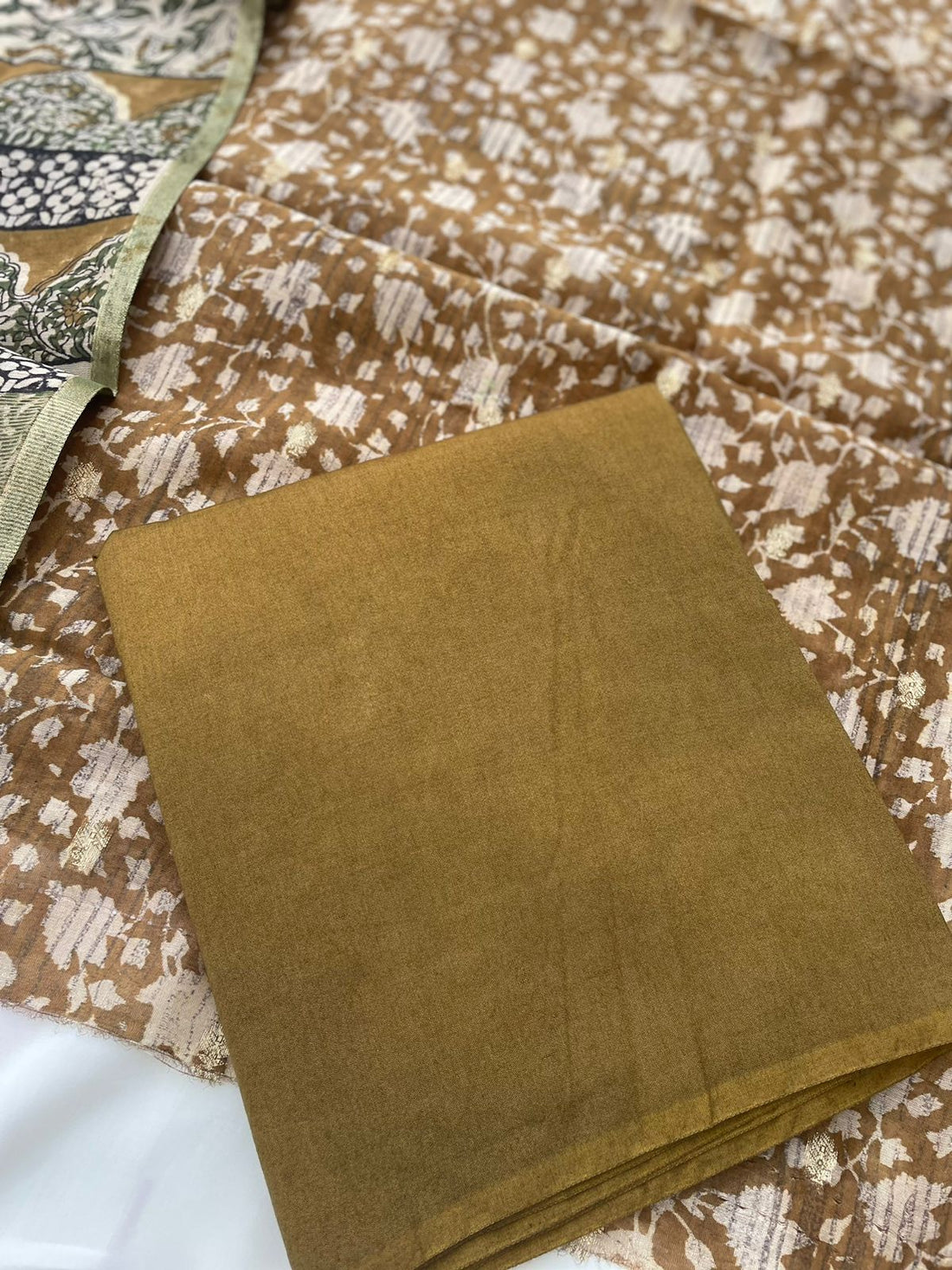 Mustard Digital Printed Chanderi Cotton Banarasi Suit Fabric